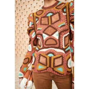 ULLA JOHNSON Faye Pullover in Mojave Goat Suede Cotton Handmade, Sz M